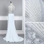 High End Marineblau Durchsichtige Abendkleider 2020 Meerjungfrau Stehkragen Kurze Ärmel Perlenstickerei Sweep / Pinsel Zug Rüschen Rückenfreies Festliche Kleider