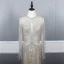 Haut de Gamme Champagne Gris Transparentes Robe De Soirée 2020 Trompette / Sirène Encolure Dégagée Manches Longues Fait main Perlage Train De Balayage Robe De Ceremonie
