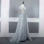 Haut de Gamme Rouge Transparentes Robe De Soirée 2020 Princesse Encolure Dégagée Manches Courtes Perlage Train De Balayage Volants Robe De Ceremonie