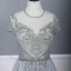 Haut de Gamme Rouge Transparentes Robe De Soirée 2020 Princesse Encolure Dégagée Manches Courtes Perlage Train De Balayage Volants Robe De Ceremonie