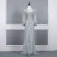 High End Silber Durchsichtige Abendkleider 2020 Meerjungfrau Rundhalsausschnitt Glockenhülsen Handgefertigt Perlenstickerei Sweep / Pinsel Zug Festliche Kleider