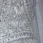 High End Silber Durchsichtige Abendkleider 2020 Meerjungfrau Rundhalsausschnitt Glockenhülsen Handgefertigt Perlenstickerei Sweep / Pinsel Zug Festliche Kleider