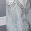 High End Silber Durchsichtige Abendkleider 2020 Meerjungfrau Rundhalsausschnitt Glockenhülsen Handgefertigt Perlenstickerei Sweep / Pinsel Zug Festliche Kleider