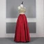 2 Piece Red Gold Satin Evening Dresses  2020 A-Line / Princess Scoop Neck Sleeveless Sequins Beading Floor-Length / Long Ruffle Backless Formal Dresses