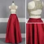 2 Piece Red Gold Satin Evening Dresses  2020 A-Line / Princess Scoop Neck Sleeveless Sequins Beading Floor-Length / Long Ruffle Backless Formal Dresses