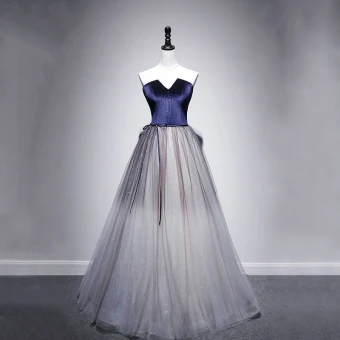 Élégant Bleu Roi Daim Robe De Soirée 2020 Princesse Amoureux Sans Manches Ceinture Glitter Tulle Longue Volants Dos Nu Robe De Ceremonie