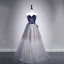 Elegant Kongeblå Suede Selskapskjoler 2020 Prinsesse Kjæreste Uten Ermer Sash Glitter Tyll Lange Buste Ryggløse Formelle Kjoler