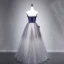 Elegant Kongeblå Suede Selskapskjoler 2020 Prinsesse Kjæreste Uten Ermer Sash Glitter Tyll Lange Buste Ryggløse Formelle Kjoler