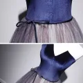 Elegant Kongeblå Suede Selskapskjoler 2020 Prinsesse Kjæreste Uten Ermer Sash Glitter Tyll Lange Buste Ryggløse Formelle Kjoler