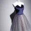 Elegant Kongeblå Suede Selskapskjoler 2020 Prinsesse Kjæreste Uten Ermer Sash Glitter Tyll Lange Buste Ryggløse Formelle Kjoler