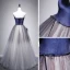 Elegant Kongeblå Suede Selskapskjoler 2020 Prinsesse Kjæreste Uten Ermer Sash Glitter Tyll Lange Buste Ryggløse Formelle Kjoler