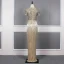 Luxury / Gorgeous Gold Evening Dresses  2020 Trumpet / Mermaid Deep V-Neck Short Sleeve Sash Handmade  Beading Tassel Floor-Length / Long Ruffle Formal Dresses