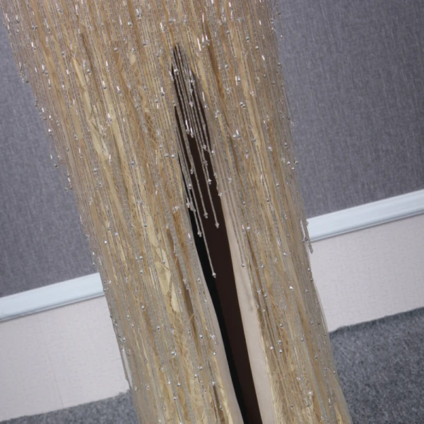 Luxury / Gorgeous Gold Evening Dresses  2020 Trumpet / Mermaid Deep V-Neck Short Sleeve Sash Handmade  Beading Tassel Floor-Length / Long Ruffle Formal Dresses