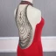 Fashion Red See-through Evening Dresses  2020 Trumpet / Mermaid Scoop Neck Sleeveless Beading Sweep Train Ruffle Formal Dresses