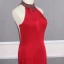 Fashion Red See-through Evening Dresses  2020 Trumpet / Mermaid Scoop Neck Sleeveless Beading Sweep Train Ruffle Formal Dresses