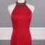 Fashion Red See-through Evening Dresses  2020 Trumpet / Mermaid Scoop Neck Sleeveless Beading Sweep Train Ruffle Formal Dresses