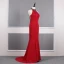 Fashion Red See-through Evening Dresses  2020 Trumpet / Mermaid Scoop Neck Sleeveless Beading Sweep Train Ruffle Formal Dresses