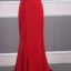 Fashion Red See-through Evening Dresses  2020 Trumpet / Mermaid Scoop Neck Sleeveless Beading Sweep Train Ruffle Formal Dresses
