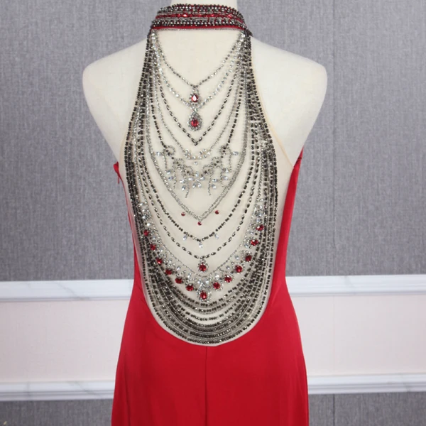 Fashion Red See-through Evening Dresses  2020 Trumpet / Mermaid Scoop Neck Sleeveless Beading Sweep Train Ruffle Formal Dresses