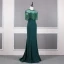 Élégant Vert Foncé Transparentes Robe De Soirée 2020 Princesse Encolure Dégagée Mancherons Perlage Gland Train De Balayage Volants Dos Nu Robe De Ceremonie