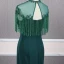 Élégant Vert Foncé Transparentes Robe De Soirée 2020 Princesse Encolure Dégagée Mancherons Perlage Gland Train De Balayage Volants Dos Nu Robe De Ceremonie