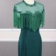 Élégant Vert Foncé Transparentes Robe De Soirée 2020 Princesse Encolure Dégagée Mancherons Perlage Gland Train De Balayage Volants Dos Nu Robe De Ceremonie