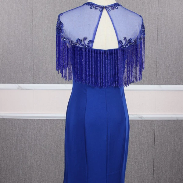Élégant Vert Foncé Transparentes Robe De Soirée 2020 Princesse Encolure Dégagée Mancherons Perlage Gland Train De Balayage Volants Dos Nu Robe De Ceremonie