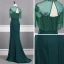 Élégant Vert Foncé Transparentes Robe De Soirée 2020 Princesse Encolure Dégagée Mancherons Perlage Gland Train De Balayage Volants Dos Nu Robe De Ceremonie