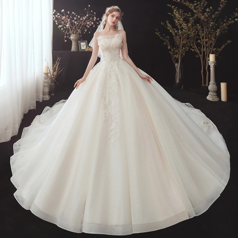 slim fit dress slacks Trinity-G Off-Shoulder Lace and Tulle Wedding Dress – Avery Austin main image 0