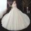 Chic / Beautiful Champagne Bridal Wedding Dresses 2020 Ball Gown Strapless Sleeveless Backless Appliques Sequins Beading Glitter Tulle Cathedral Train Ruffle