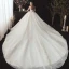 Chic / Beautiful Champagne Bridal Wedding Dresses 2020 Ball Gown Strapless Sleeveless Backless Appliques Sequins Beading Glitter Tulle Cathedral Train Ruffle