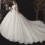 Chic / Beautiful Champagne Bridal Wedding Dresses 2020 Ball Gown Strapless Sleeveless Backless Appliques Sequins Beading Glitter Tulle Cathedral Train Ruffle