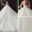 Chic / Beautiful Champagne Bridal Wedding Dresses 2020 Ball Gown Strapless Sleeveless Backless Appliques Sequins Beading Glitter Tulle Cathedral Train Ruffle