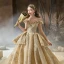 High-end Champagne Bridal Wedding Dresses 2020 Ball Gown Off-The-Shoulder Short Sleeve Backless Beading Appliques Lace Glitter Tulle Cathedral Train Ruffle