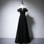 Elegant Royal Blue Satin Evening Dresses  2020 A-Line / Princess See-through Scoop Neck Short Sleeve Beading Floor-Length / Long Ruffle Backless Formal Dresses