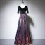 Coloré Multi-Couleurs Daim Robe De Soirée 2020 Princesse V-Cou 1/2 Manches Paillettes Longue Volants Dos Nu Robe De Ceremonie