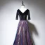 Coloré Multi-Couleurs Daim Robe De Soirée 2020 Princesse V-Cou 1/2 Manches Paillettes Longue Volants Dos Nu Robe De Ceremonie