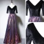 Coloré Multi-Couleurs Daim Robe De Soirée 2020 Princesse V-Cou 1/2 Manches Paillettes Longue Volants Dos Nu Robe De Ceremonie