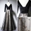 Chic / Belle Noire Daim Robe De Soirée 2020 Princesse V-Cou Manches Longues Appliques Paillettes Perlage Longue Dos Nu Robe De Ceremonie