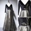 Chic / Belle Noire Daim Robe De Soirée 2020 Princesse V-Cou Manches Longues Appliques Paillettes Perlage Longue Dos Nu Robe De Ceremonie