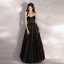 Sexy See-through Black Prom Dresses 2020 A-Line / Princess Sweetheart Sleeveless Beading Floor-Length / Long Ruffle Backless Formal Dresses