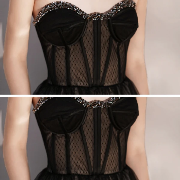 Sexy See-through Black Prom Dresses 2020 A-Line / Princess Sweetheart Sleeveless Beading Floor-Length / Long Ruffle Backless Formal Dresses