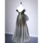 Chic / Beautiful Grey Green Evening Dresses  2020 A-Line / Princess Spaghetti Straps Short Sleeve Beading Floor-Length / Long Ruffle Backless Formal Dresses