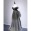 Chic / Beautiful Grey Green Evening Dresses  2020 A-Line / Princess Spaghetti Straps Short Sleeve Beading Floor-Length / Long Ruffle Backless Formal Dresses