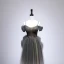 Chic / Beautiful Grey Green Evening Dresses  2020 A-Line / Princess Spaghetti Straps Short Sleeve Beading Floor-Length / Long Ruffle Backless Formal Dresses