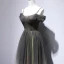 Chic / Beautiful Grey Green Evening Dresses  2020 A-Line / Princess Spaghetti Straps Short Sleeve Beading Floor-Length / Long Ruffle Backless Formal Dresses