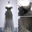 Chic / Beautiful Grey Green Evening Dresses  2020 A-Line / Princess Spaghetti Straps Short Sleeve Beading Floor-Length / Long Ruffle Backless Formal Dresses