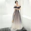 Élégant Violet Dégradé De Couleur Transparentes Robe De Bal 2020 Princesse De l'épaule Gonflée Manches Courtes Étoile Paillettes Glitter Tulle Longue Volants Dos Nu Robe De Ceremonie
