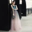 Elegant Ink Blue Blushing Pink Evening Dresses  2020 A-Line / Princess Deep V-Neck Sleeveless Glitter Star Floor-Length / Long Ruffle Backless Formal Dresses