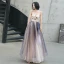 Elegant Champagne Purple Ballkjoler 2020 Prinsesse Kjæreste Uten Ermer Appliques Blomst Beading Glitter Tyll Lange Buste Ryggløse Formelle Kjoler